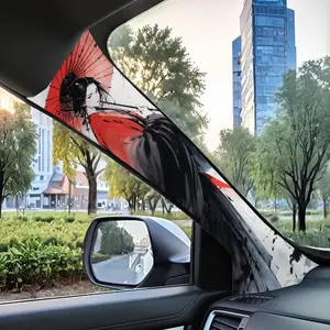 Jdm Car Interior A-Pillar Modification Kit, Universal Style Upgrade, Self-Adhesive Elastic Sticker, Decal For Cars, Car Interior Decor, Ink Umbrella Girl Design