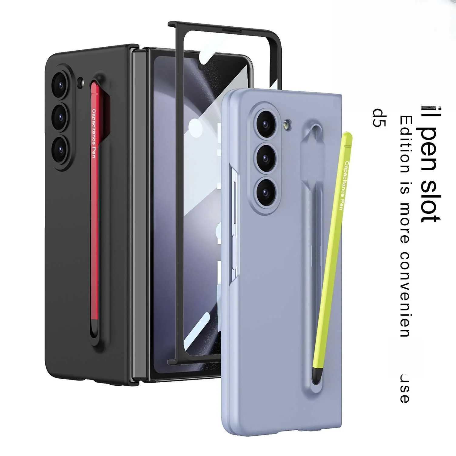 For Samsung Galaxy Z Fold5 Phone Case Creative Hard Shell Ultra-Thin Integrated Pen Slot Flip Cover Folding Screen Protective Case GKK HNA61