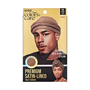 KISS Colors & Care Premium Satin-Lined Halo Turban, Taupe