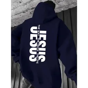 Men's Jesus The Way The Truth The Life Graphic Hoodie - Cotton Blend Black Long Sleeve Pullover Regular Fit | Soft & Breathable Fabric, Durable Print, Everyday Comfort, Machine Washable, urban casual indoor urban
