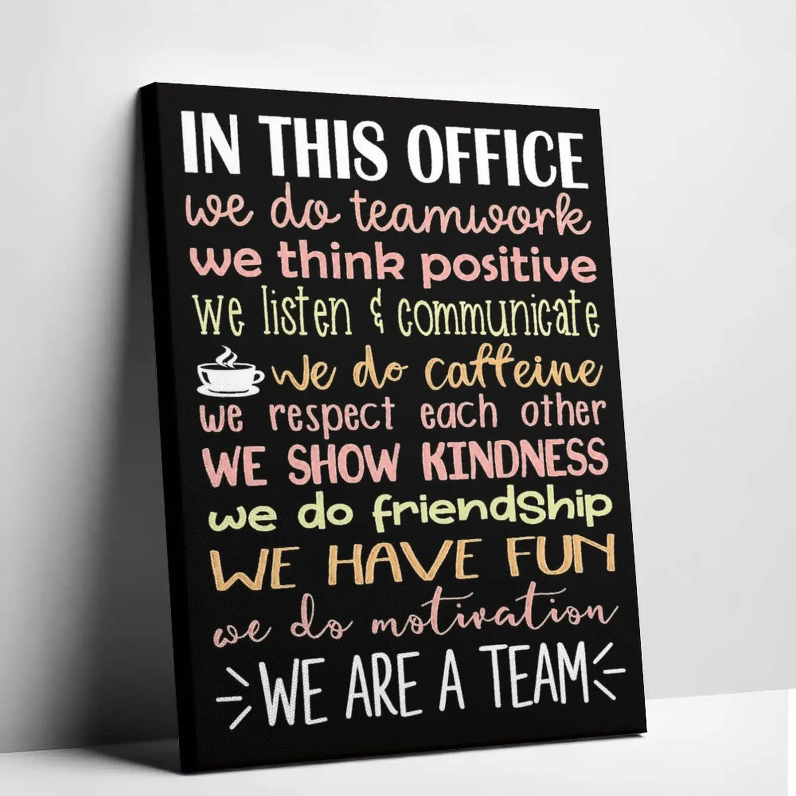 In This Office We Are A Team Canvas Wall Art Teamwork Rules Poster Print Office Culture Inspirational Canvas Painting Motivational Graphic Picture Decor for Workspace Studio Office