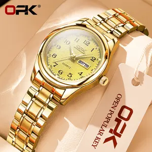 OPK Women's Gold  Quartz  Watch,Trendy All-match &Exquisite Diamond Dial Wristwatchfor Birthday Gift, Fashion Bracelet Watch for Party ,AnalogStainlessSteel Waterproof Luminous Gold Quartz Watches ins 8110