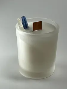 Glass Luxe | 3 oz - Scent No. 4 | Nutmeg Noir | Frosted | Clear Quartz + Lapis Lazuli