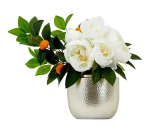 Nearly Natural 16" Peony Dahlia Arrangement with Vase