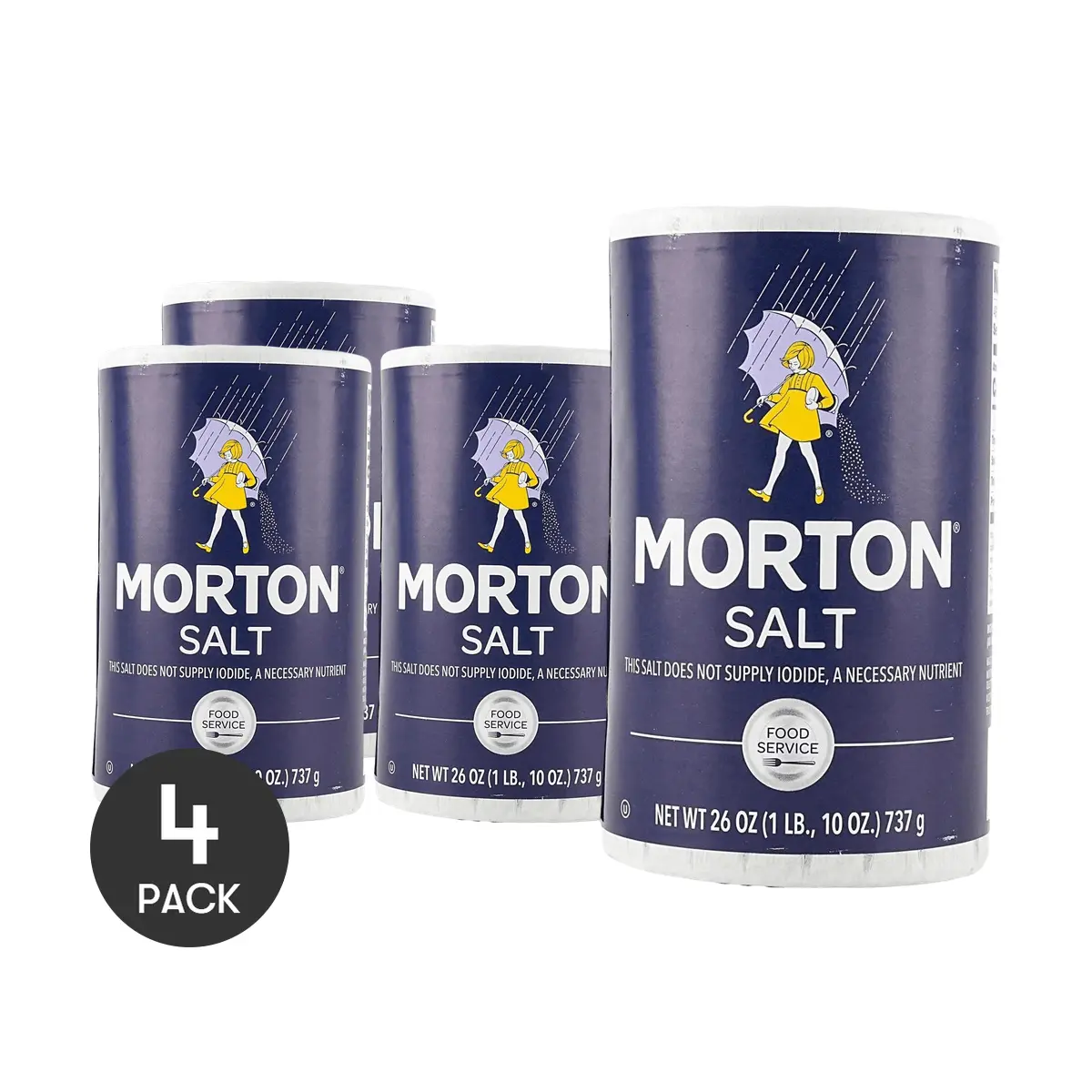 4 Pack Morton Non-Iodized Salt 26 oz - Fine Grain Table Salt, Everyday Cooking Essential