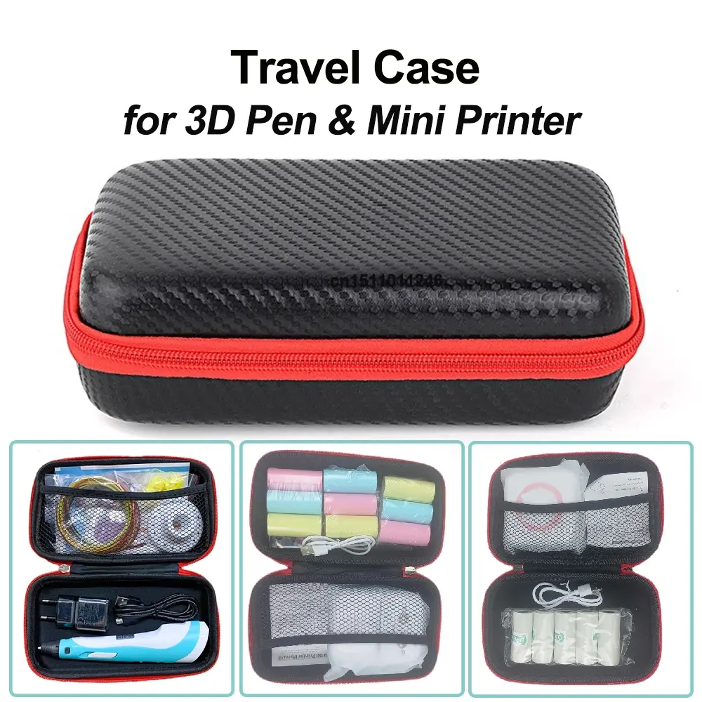 Portable 3D Printing Pen Storage Bag, Mini Printer Accessories PU Case, Thermal Printer and 3D Pen Organizer, Essential for Artists