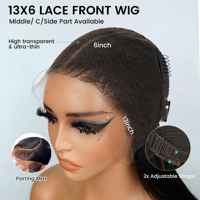 [HD Lace] 300% Density 13×6 HD Lace Front Deep Wave Wig  Pre Bleached Human Hair Wig With Tiny Knots Beginners Friendly