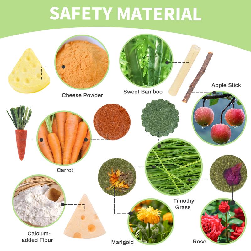 23.6 inch Wooden Hamster Cage,  Openable Top, Ventilated, Easy to Clean, 50-60 PCS Natural Rabbit Chew Toys, Treats, Timothy Sticks, Apple Sticks, Sweet Bamboo for Guinea Pig, Hamster, Chinchilla, Rat, Small Animals Bunny