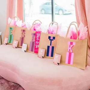 [Custom in Description] Bridesmaid Jute Tote Bags for Girls, Custom Bridesmaid Bag, Initial Beach Bag for Her, Bridal Shower Gifts, Bachelorette Party Favors