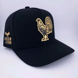 Gallo Fino Hat - Black Snapback with Gold Emblem Patch
