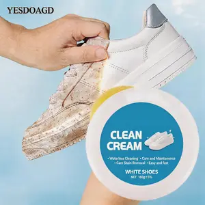 White Shoe Cleaner Cream, Multipurpose No-Wash Solid Cleaning Paste with Sponge Removes Stains & Dirt, Multipurpose White Shoes Clean Cream for Leather Sneakers Soles