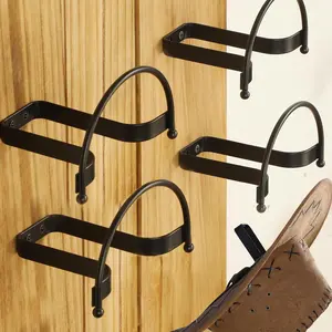 Cowboy Hat Rack 4 Pack Wall Mount Black Hat Hooks for Display