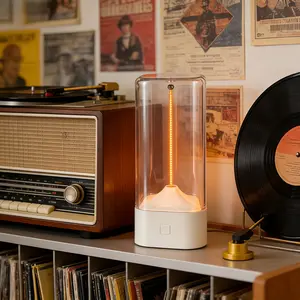 Magnetic Flexible Filament LED Night Light, Minimalist Designer Desk Decor Lamp, Bendable Light Strip, Soft Warm Yellow, One-Touch Switch