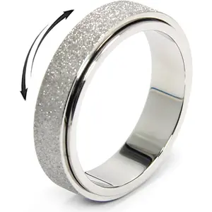 Titanium Stainless Steel Anxiety Ring for Women Men Fidget Spinner Ring, Size 6-12, Width 6MM, 5-Color: Rose Gold-Rainbow-Silver-Black-Blue