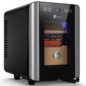 KingChii 8L Electric Cigar Humidors, Temperature Control Cabinet with Spanish Cedar Wood Shelves & Drawer Hygrometer Gifts for Men (80 Counts Capacity) Dual Function Aromatherapy Cool Mist Humidifier