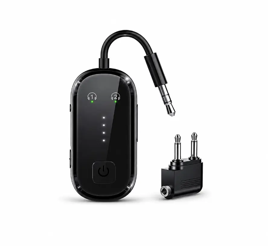 2026 Upgrade Pro Bluetooth 6.0 2-in-1 Transmitter Receiver Audio Adapter - Low Latency, Stable, Dual Link for 2 Headphones, Compatible with All AirPods & Wireless Headphones, Ideal for TV, Car, Home
