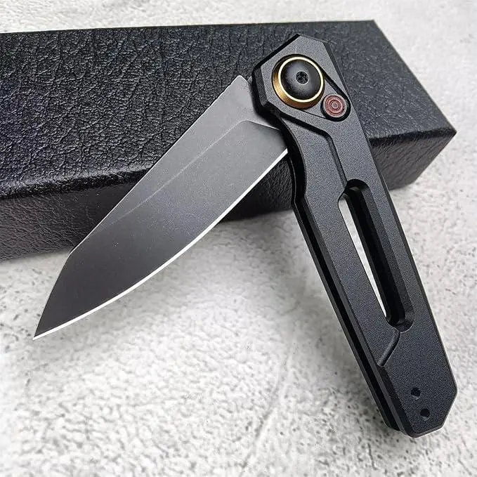EDC Survival Equipment Portable Multi-Tool - Compact, Button Lock, Lightweight Aluminum Handle, 1-Hand Op, Stainless Steel Cutting Tool for Outdoor Camping, Daily Tasks