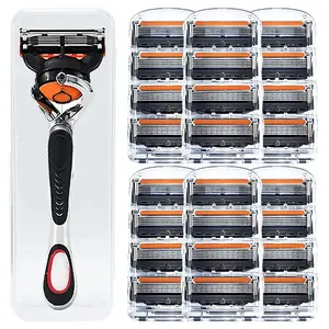 Men's Razor Blade Replacement, 24/48pcs Razor Blade & 1 Count Handle, Sharp Handheld Razor Blade, Men's Care Product for Daily Use, Head Shaver, Hair Removal Tool