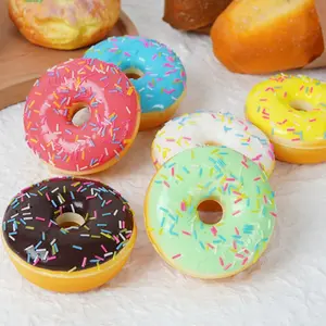 1/3/7 Counts Realistic Food Simulation Donut Slow Bounce Cake Model Stress Relief Squeeze Toy Display Piece Bread Decompression Toy Set Squishies