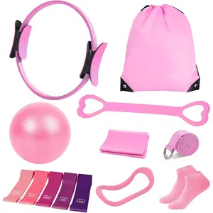 Pilates Kit for Women, Pilates Equipment with 13'' Magic Circle, Pilates Ring and Ball Set with 5 Strength Bands, Hip Thrust Belt, Compact Workout Set at Home