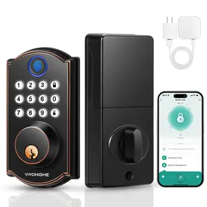 VIVOHOME Smart Lock for Front Door with Gateway, Keyless Entry Door Lock with Fingerprint, WiFi App Remote Control, Electronic Keypad Deadbolt with User Management