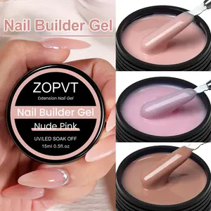 Nail Extension Glue 15ML UV Curing Nail Gel, 3 Color Light Therapy Gel, Removable Build-Up Reinforcement Gel, Long-Lasting No Damage Home Use