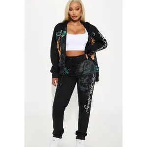 Ed Hardy Crawling Tigers Wide Leg Pant - Black J