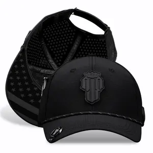 NJF Golf Hat for Men Phantom PRO X Black, Adjustable Snapback USA Caps for Men Golf Hat with Tee Holder, Breathable Golfing Hats, Includes 3 Tees and 1 Marker, Quick-Dry Moisture-Wicking Design