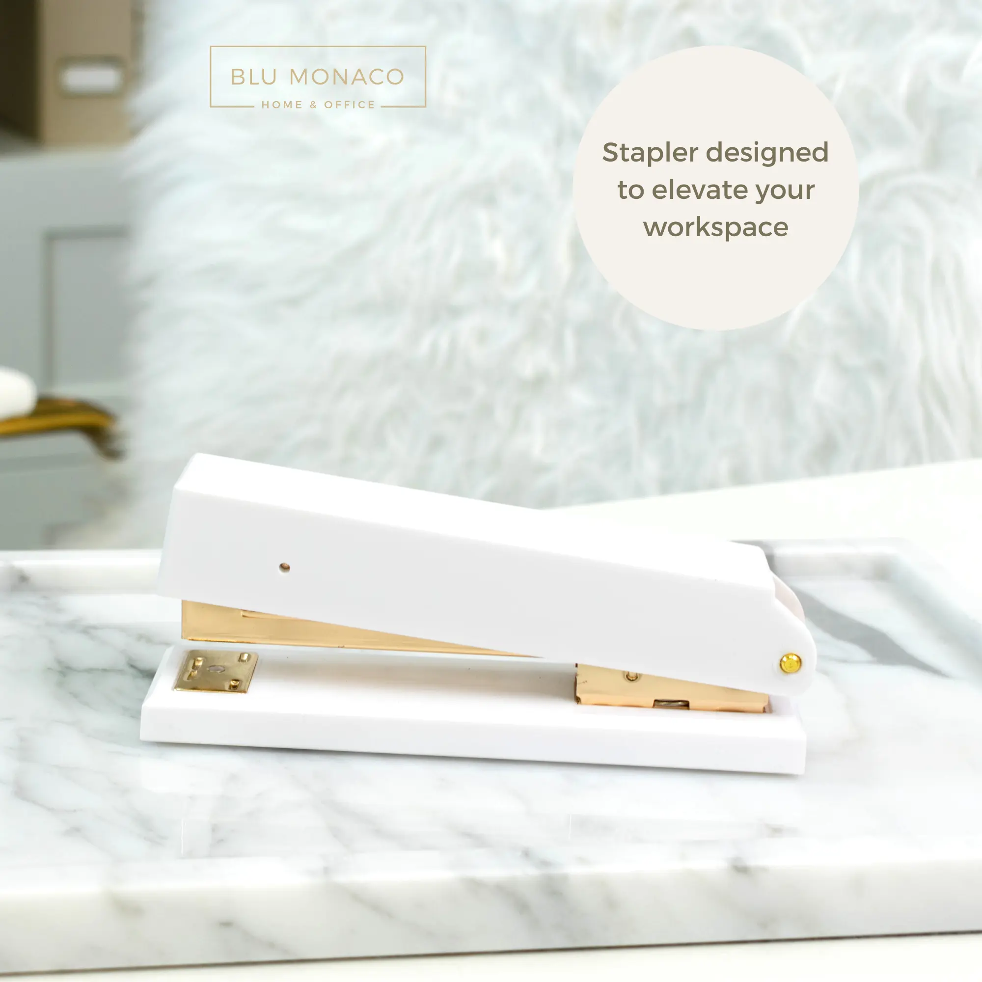BLU MONACO Gold Stapler - Chic Modern Sleek Office Stationery, Practical Office Supply with Smooth Metal Mechanism, Versatile Use for Work, School, Home, 1.4"x2.75"x6" Desk Accessory