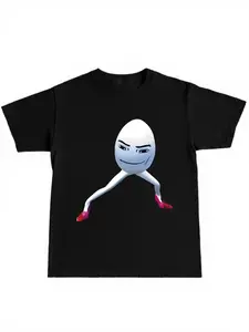 Whimsical Expression Funny Meme Round Neck Casual T-Shirt for Trendy Young Men, Essential for Dorm Life and Hangouts, Popular Tiktok Print Graphic Tee