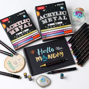 Metallic Finish Dual Tip Markers, 12/24 Colors, Ideal for Ceramics, Glass, Plastic, School Office Essentials, Easter Gift, Back-To-School Must-Have
