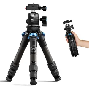 Carbon Fiber Travel Tripod with 360? B-00K Arca-Swiss Ballhead, Mini Desktop Tripod for Mirrorless Cameras, Folded Height 12.1", Max Height 16.6?
