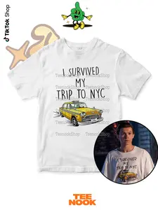 I Survived My Trip to NYC Shirt, Funny New York Taxi Graphic Tee, Vacation Casual Cotton Shirt