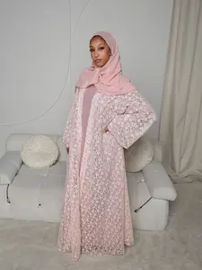 Aliyah Lace Abaya Set in Pink
