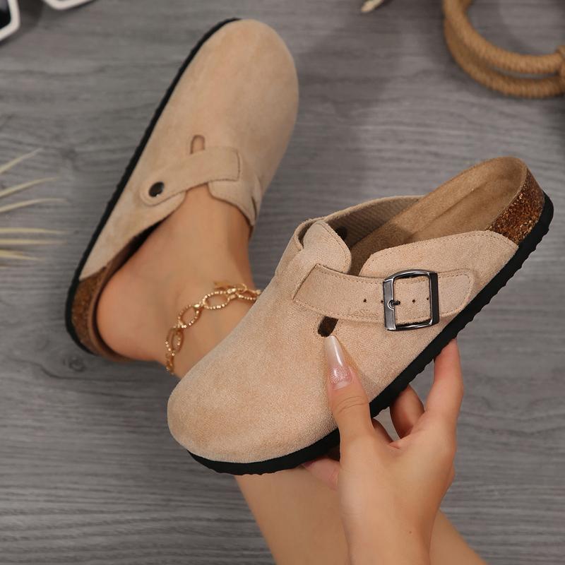 Women's Comfortable Slippers Suede Leather Cork Footbed Potato Shoes with Cushioned Cork-Footbed Springfresh