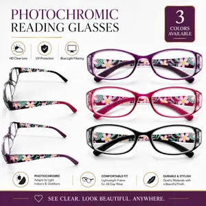 Photochromic Reading Glasses, HD Clear Vision Readers with Blue Light Filtering & UV Protection, Lightweight Color-Changing Eyewear for Indoor Outdoor Use tiktokshopspringglowup