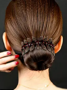 Rhinestone Flower Design Hair Claw Clip, Random Color Crystal for Women, Daily Party Special Occasion Styling, Stylish Hair Accessory