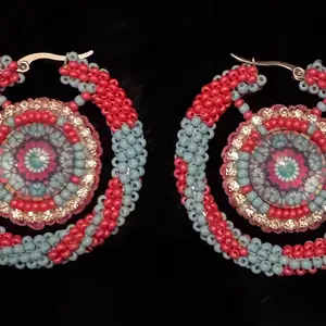 Indigenous Made Hoop Earrings with Colorful Beads, Circular Design, Featuring Multiple Colors and Secure Clasp
