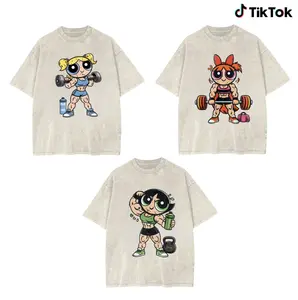 Vintage Powerpuff Girls Aesthetic Tee, Women & Men Unisex Gym Tshirt, Workout Graphic T-Shirt, Casual Shortsleeve Top