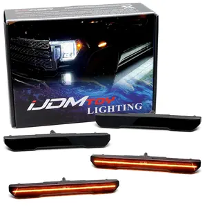iJDMTOY Dark Smoked Lens Amber Full LED Wheel-Well Fender Side Marker Light Kit For GMC 2020-up Sierra 2500 3500 HD, 23-up Canyon, Powered by 180-SMD LED, Replace OEM Sidemarkers
