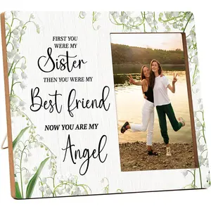 Memorial Picture Frame, Loss Of Sister Memorial Gifts, Sympathy Condolence Bereavement Remembrance Gifts - First You Were My Sister Now You Are My Angel Frame For Home Decor