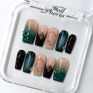 NailPhoria MIDNIGHT RITUAL - Handmade Press-On Nails | Reusable, Salon-Quality, Long-Lasting, Glossy Design