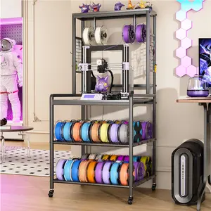 3D Printer Stand with Filament Storage, Heavy Duty 3D Printer Table with Charging Station, Rolling Printer Cart Filament Storage Rack for PLA, ABS, PETG for Workshop/Office/Garage