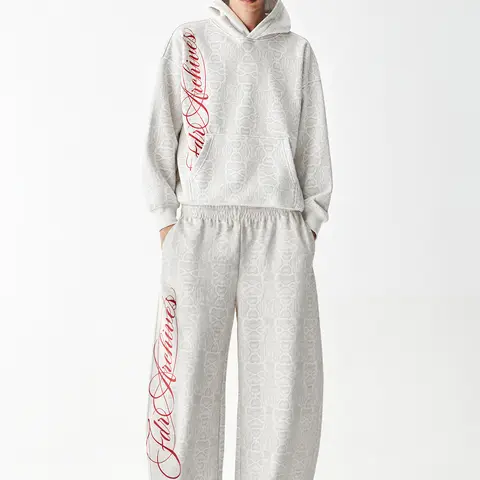 FDR Unisex Vintage Embroidered Hoodie Set, Oversized 2-Piece Matching Sweatsuit with Relaxed Streetwear Style