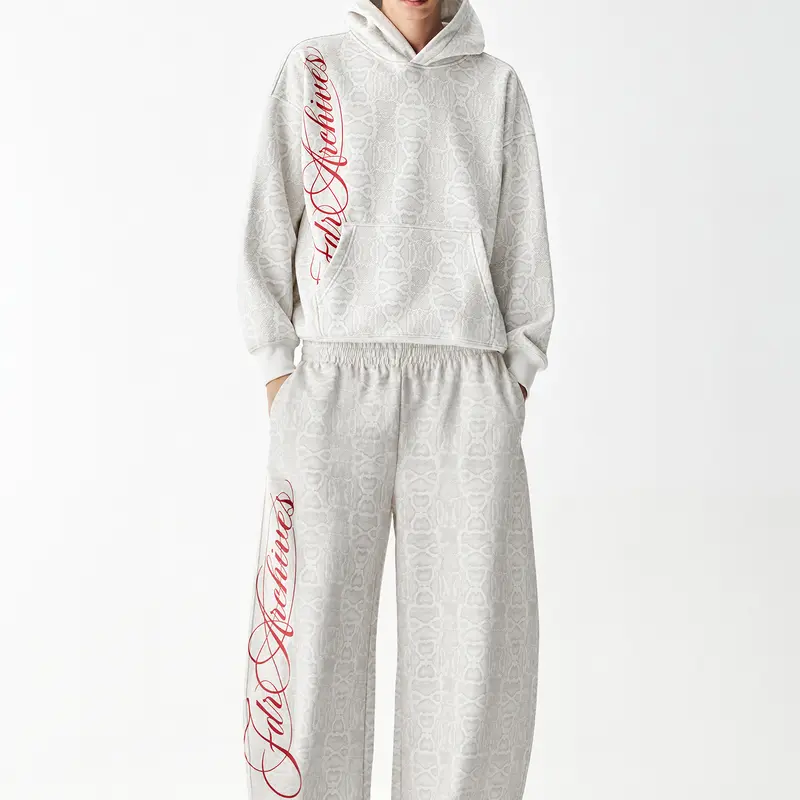 FDR Unisex Vintage Embroidered Hoodie Set, Oversized 2-Piece Matching Sweatsuit with Relaxed Streetwear Style