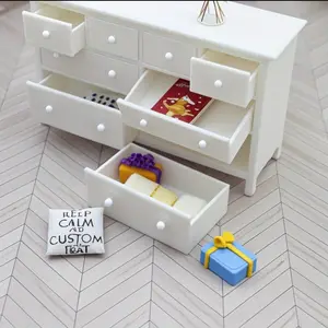 1:12 scale mini dollhouse white storage unit/organizer, made of PLA material (non-wood), perfect for decorating dollhouses, displaying toys, ornaments, photography items, and collectibles