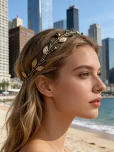 Women's Fashion Handmade Leaf Hair Accessory, Bridal Wedding Headband Vine Bun Styling, Elegant Party Hair Decoration