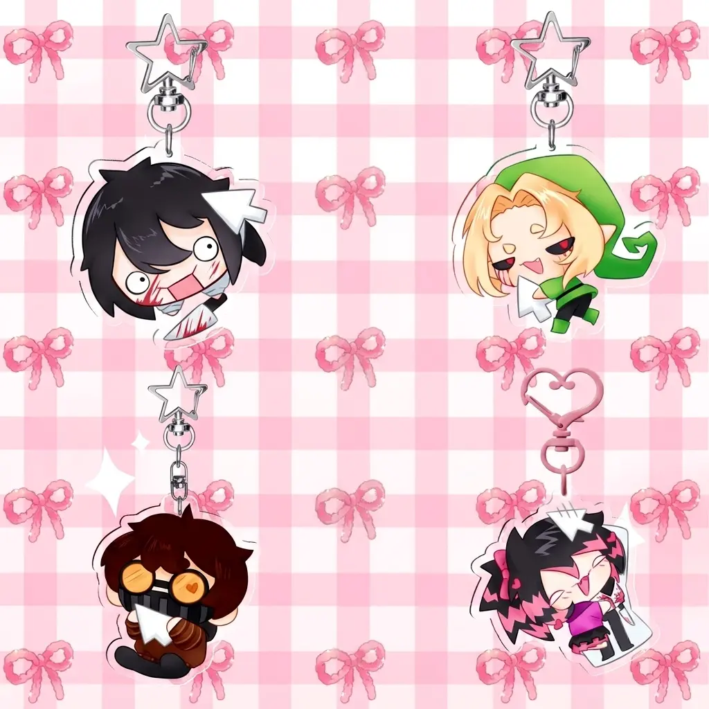 Nina the kille, Ticci Toby, Ben Drowned, Jeff the killer,  Acrylic Keychains