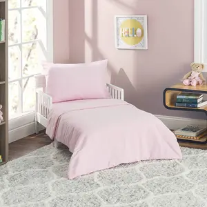 Solid Pink 4-Piece Toddler Bedding Set Solid Pink 4-Piece Toddler Bedding Set