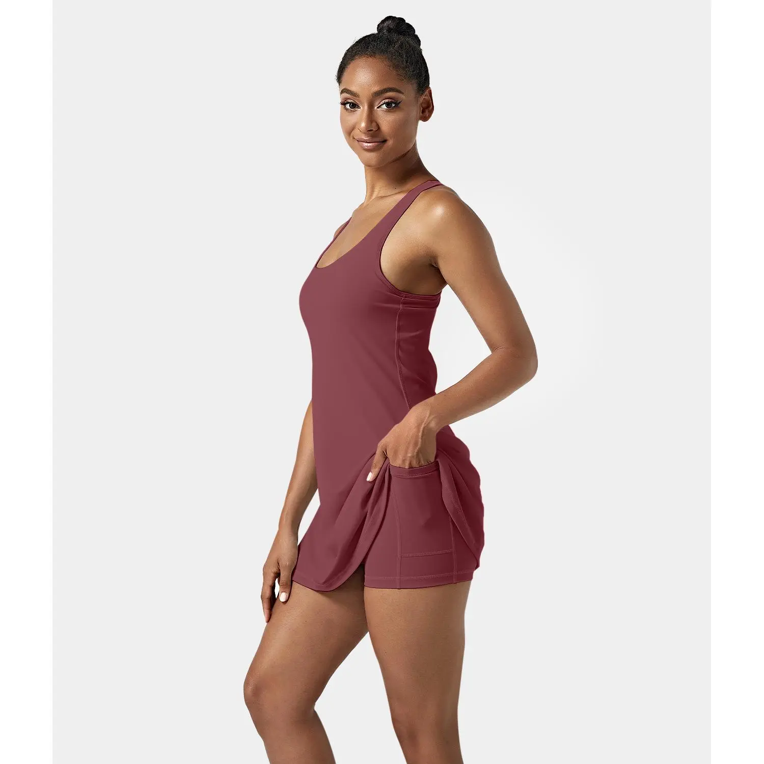 Halara Softlyzero Airy Backless Racerback Cut Out 2-in-1 Pocket InstantCool Mini Tennis Active Dress
